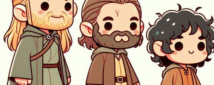 Characters from the Fellowship of the Ring walking in a single line. This is the basic setup for the logic puzzles used in this article.